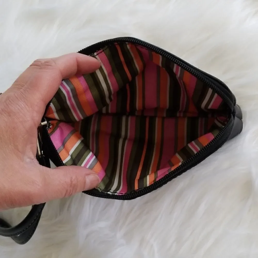 Swiss Wristlet Cosmetic Bag Black Zip Top